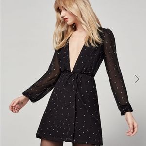 REFORMATION Laughlin Dress Black Moon Print XS